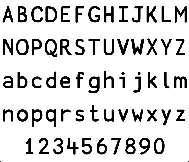 It's a screenshot of the alphabet in the font APL385. I'm not going to describe every letter to you, sorry.