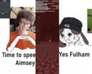 Fulham edited onto the mommy-gf wojack: It's time to spee[middle cut off by the thin MC]Aimsey
Aimsey's hat on a soyjack: Yes Fulham