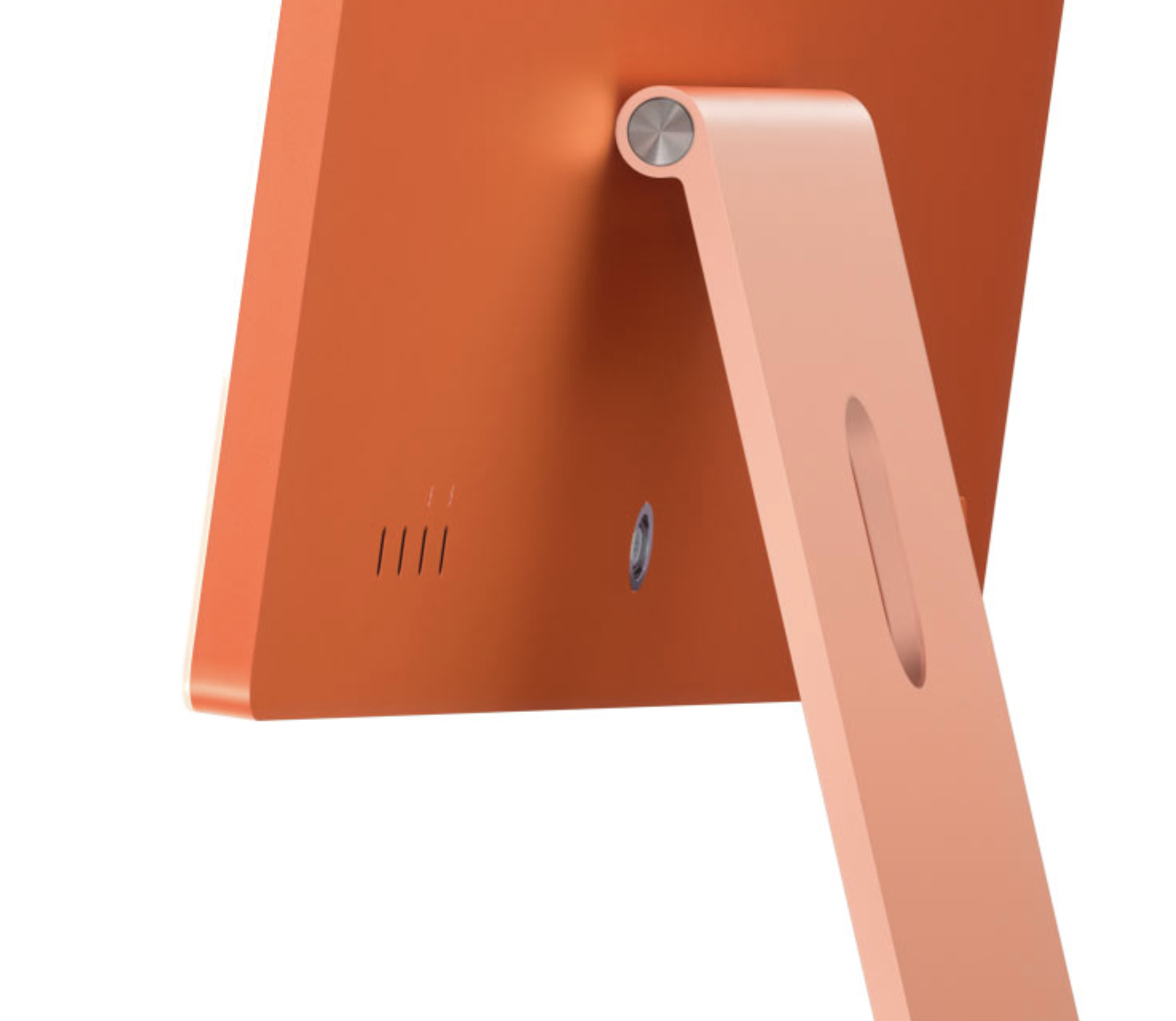 An image of the back of the new peach-colored iMac