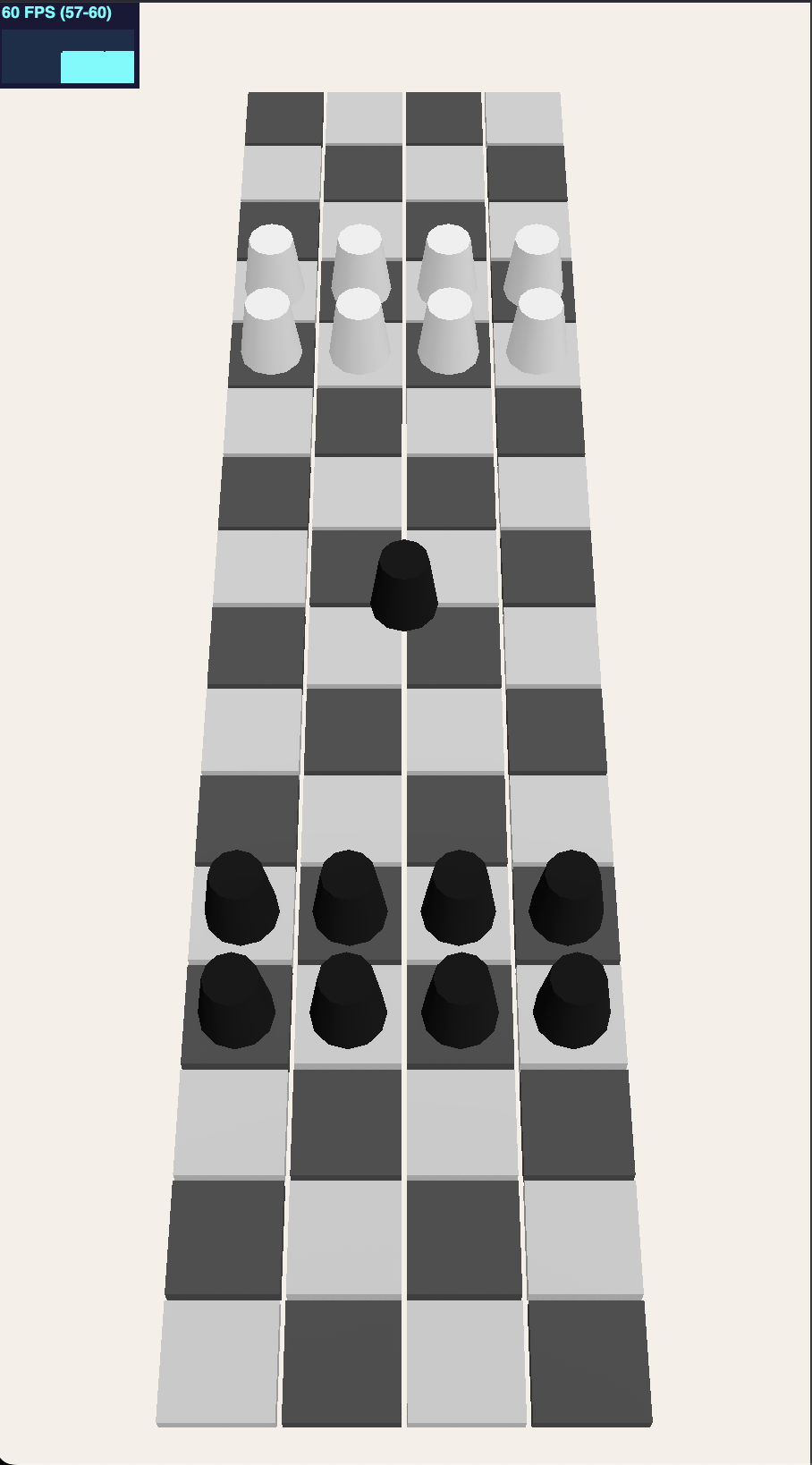 A 3D rendering of a 4x16 game board with checkered squares.